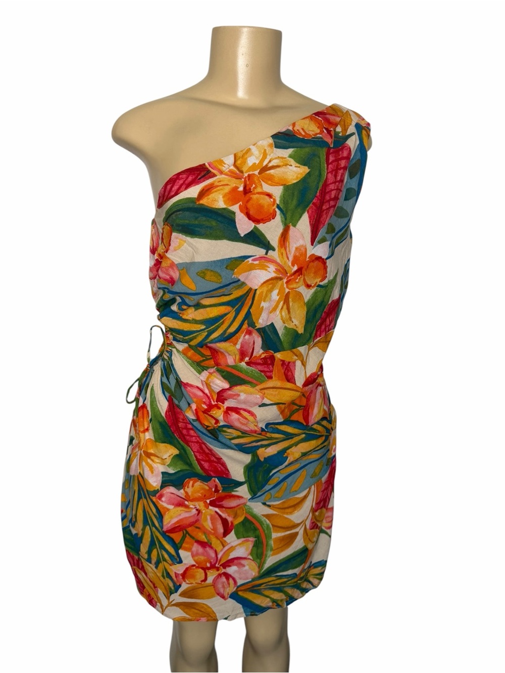 Wren the label x Anthropologie Floral one shoulder side cut out Dress medium